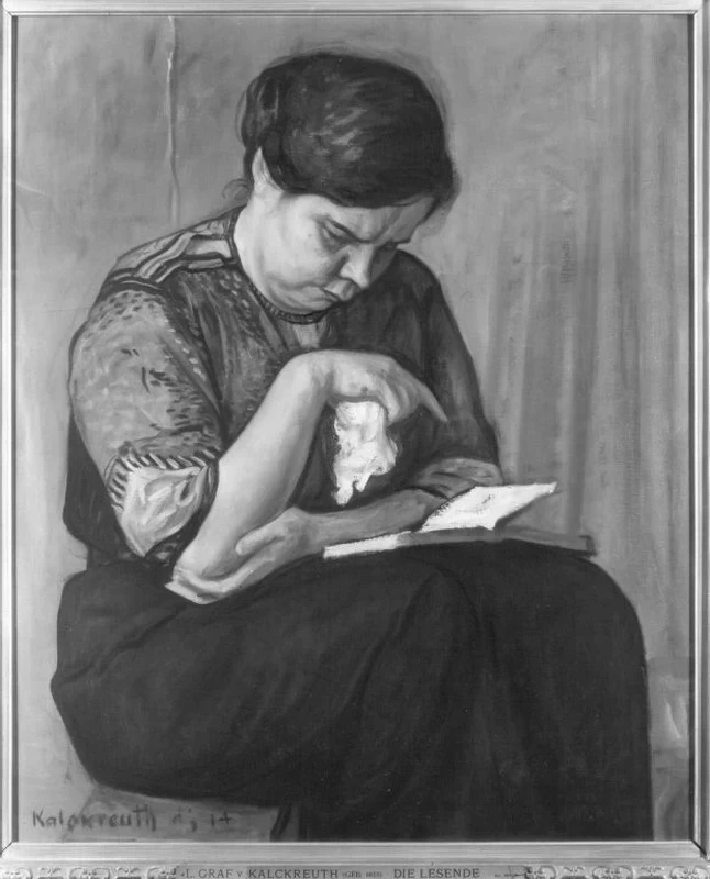 Leopold von Kalckreuth - La lettrice (Adelheid Koenigs), Bavarian State Painting Collections, Monaco